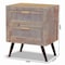 Baxton Studio Calida Mid-Century Modern Whitewashed Natural Brown Finished Wood and Rattan 2-Drawer Nightstand 178-11412-Zoro - alternate 5